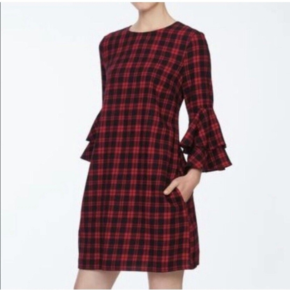 beachlunchlounge Red and Black Plaid Mini Dress